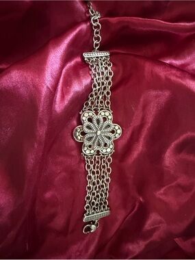 Brighton silver  Tone Floral Multi-Chain Bracelet - Silver
